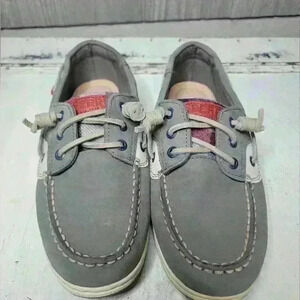 SPERRY/ women's  songfish wool plaid leather grey boat shoes. Size 6.5